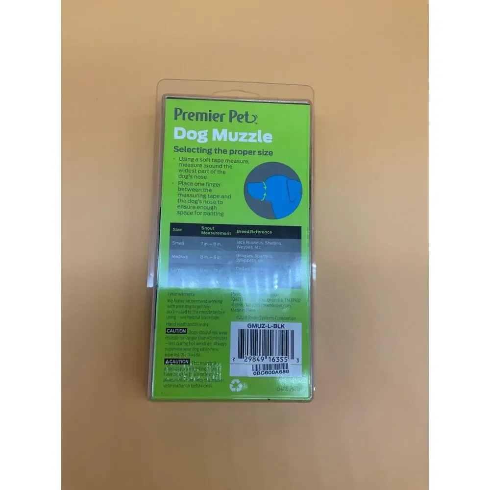Premier Pet Dog Muzzle Large Padded Nylon New‎ In Open Box